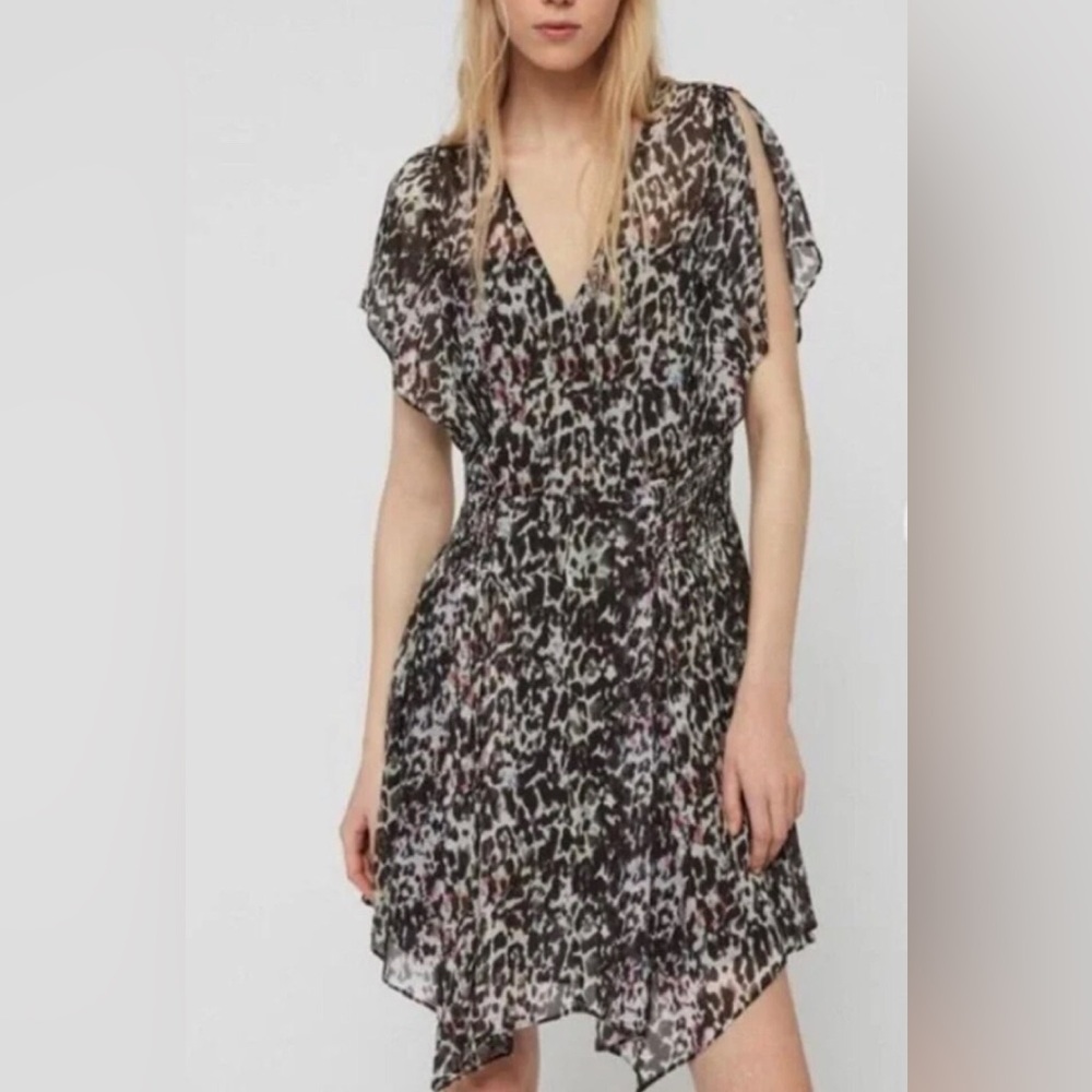 ALLSAINTS Malley Leofall Leopard Print Dress Size: M - Picture 2 of 16
